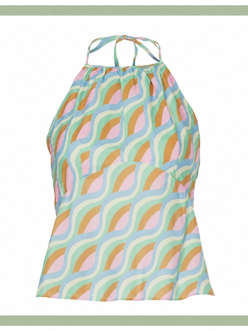 RIXO Rory Halter Top Size M Pastel Geometric Linen Blend Retro Y2K